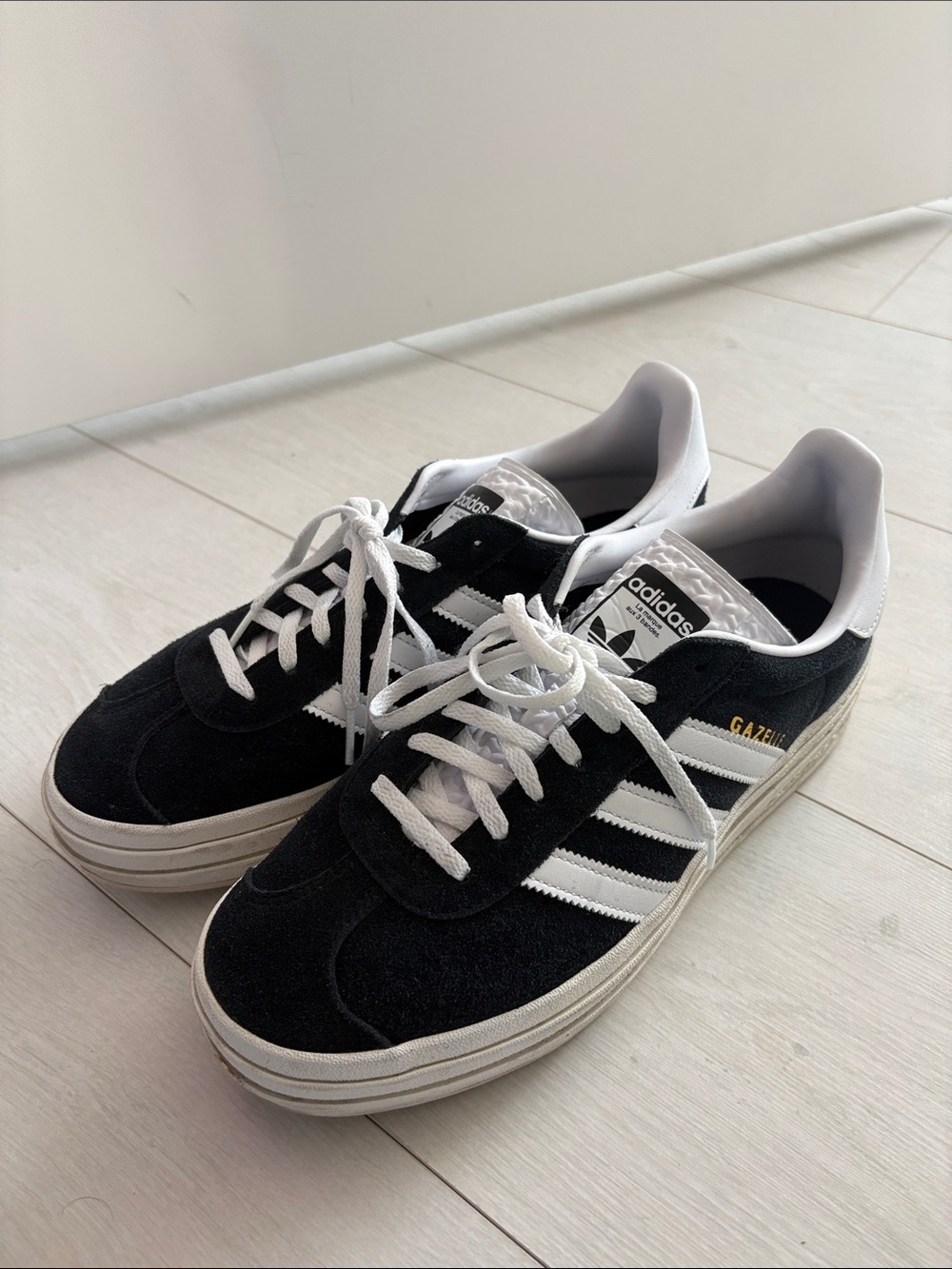 adidas Black and White Gazelle Suede Sneakers
